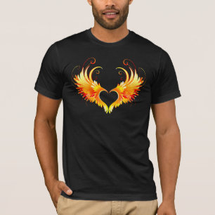 Camiseta Coração de Fogo Angelical com Asas