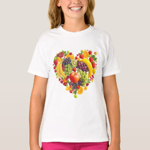 Camiseta Coração de Fruta de Desenho 3D – Coração de Fruta