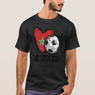 Camiseta Coração de Futebol Bandeira de Marrocos Futebol Ma