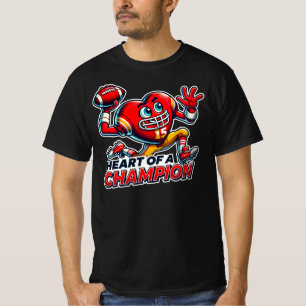 Camiseta Coração de futebol dia de os namorados de um campe