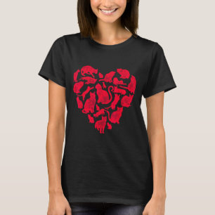 Camiseta Coração de Gato Dia dos Namorados Garotas Mulheres