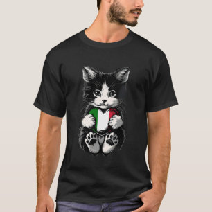Camiseta Coração de Gato Itália Bandeira Italiana Raízes It