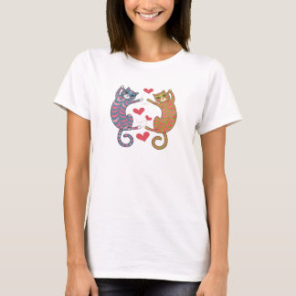 Camiseta coração de gatos