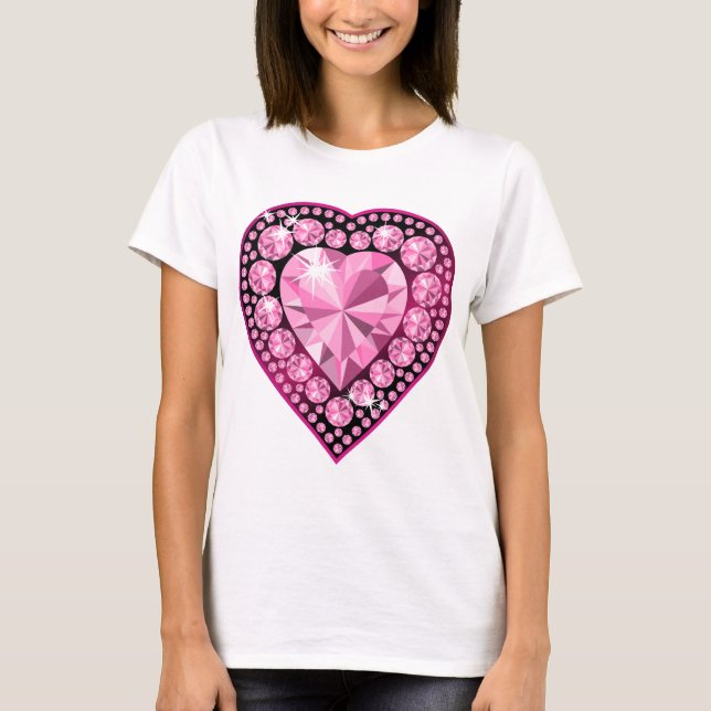 Camiseta Coração de Gem Quartz Rosa (Frente)