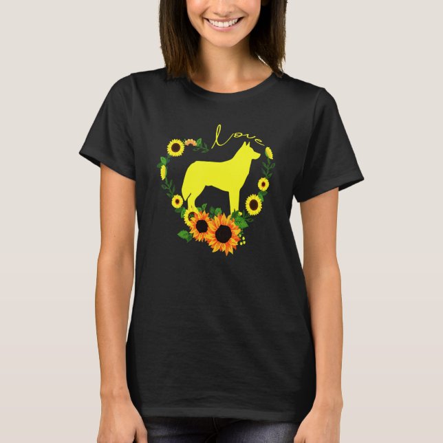 Camiseta Coração de Girassol Cão rouco (Frente)