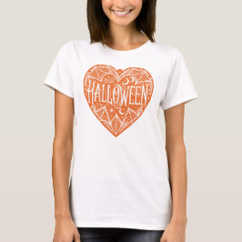 Camiseta Coração de Halloween, Coração em Forma de Laranja,