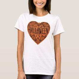 Camiseta Coração de Halloween, Coração em Forma de Laranja,