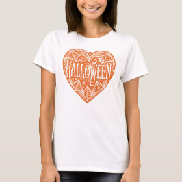Camiseta Coração de Halloween, Coração em Forma de Laranja,