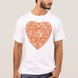 Camiseta Coração de Halloween, Coração em Forma de Laranja,