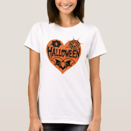 Camiseta Coração de Halloween, Coração Laranja em Forma, Te