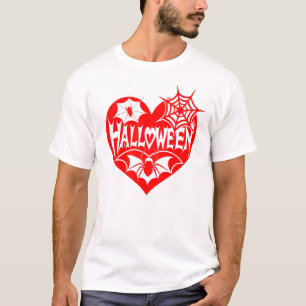 Camiseta Coração de Halloween, Coração Vermelho, Teia de Ar