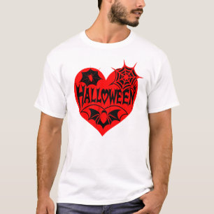 Camiseta Coração de Halloween, Coração Vermelho, Teia de Ar