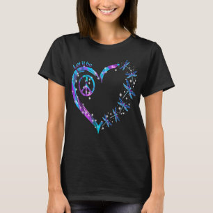Camiseta Coração de Hippie - libélula coração hippie colori