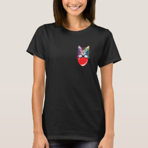 Camiseta Coração de Hugging de Gato Arco-Íris, Gatinho Boni