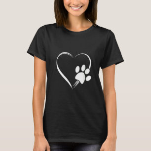 Camiseta Coração De Impressão Da Pata De Cão Para A Mãe Par