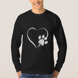 Camiseta Coração De Impressão Da Pata De Cão Para A Mãe Par