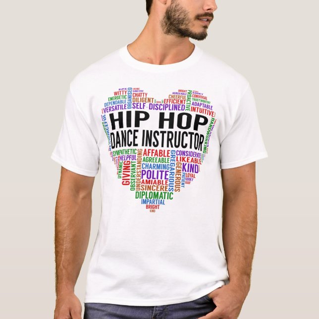 Camiseta Coração de Instrutor de Dança Hip Hop (Frente)