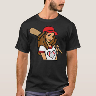Camiseta Coração de Jogadora de Beisebol Dia de Jogo Fantas