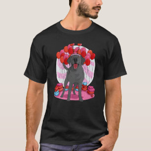Camiseta Coração de Labrador Retriever Preto Fofo do Dia do