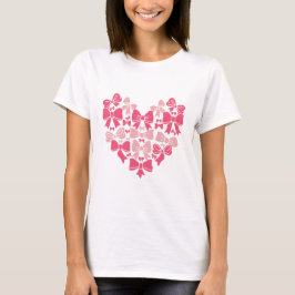 Camiseta Coração de Laço Rosa Design Coquette Estético