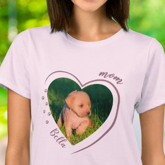 Camiseta Coração de Mãe de Estimação Fotos Impressões de Pa
