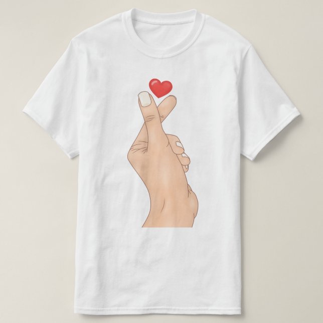Camiseta Coração de Mão com Dedos (Frente do Design)