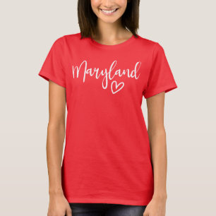 Camiseta Coração de Maryland Mulheres Amam Maryland
