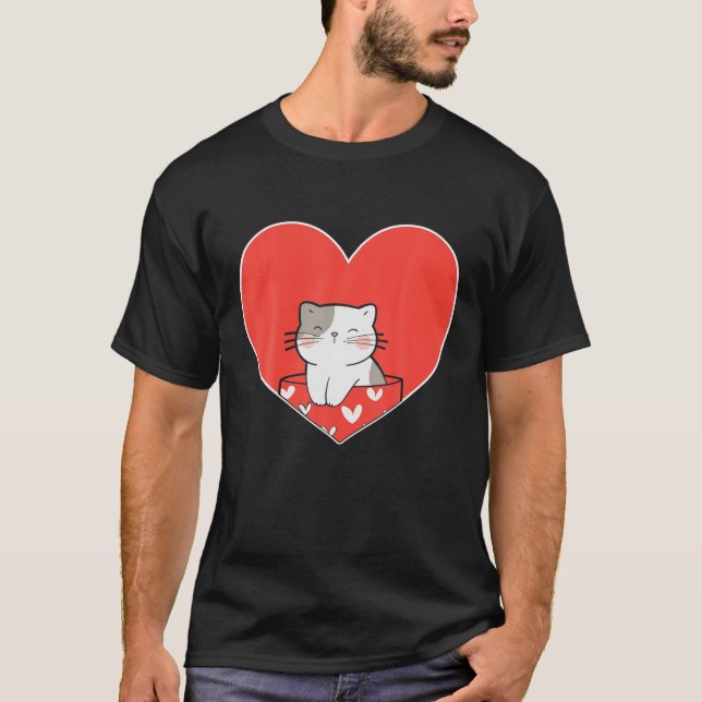 Camiseta Coração De Namorados De Gato Correto Para Gatinho  (Frente)