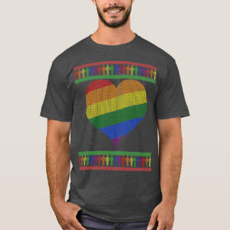 Camiseta Coração de Natal Gay em Arco-íris 2