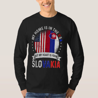 Camiseta Coração de Patriota Americano Eslovaco É Da Eslová