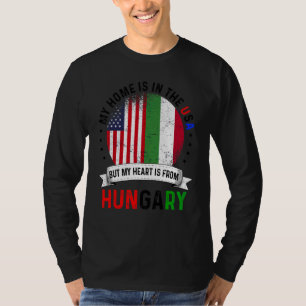 Camiseta Coração de Patriota Americano Húngaro É Da Hungria