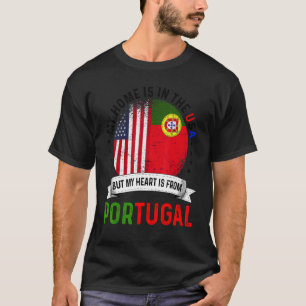 Camiseta Coração de Patriota Americano Português é de Portu