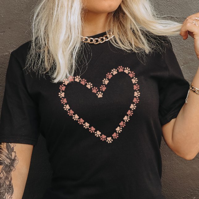 Camiseta Coração de Pegada de Pata - Coração de pe (Criador carregado)