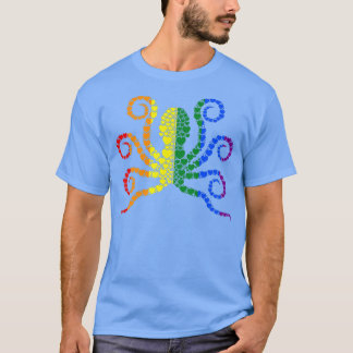Camiseta Coração de polvo arco-íris LGBT-Q Animal fofo Orgu