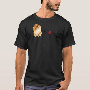 Camiseta Coração de Pulsação EKG da Pomerânia com Impressão