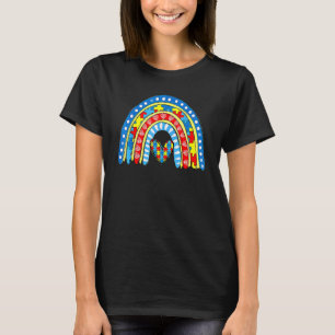 Camiseta Coração de Puzzle de Arco-íris Consciência do Auti