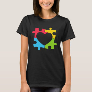 Camiseta Coração de Puzzle do Autismo Conscientização do Au