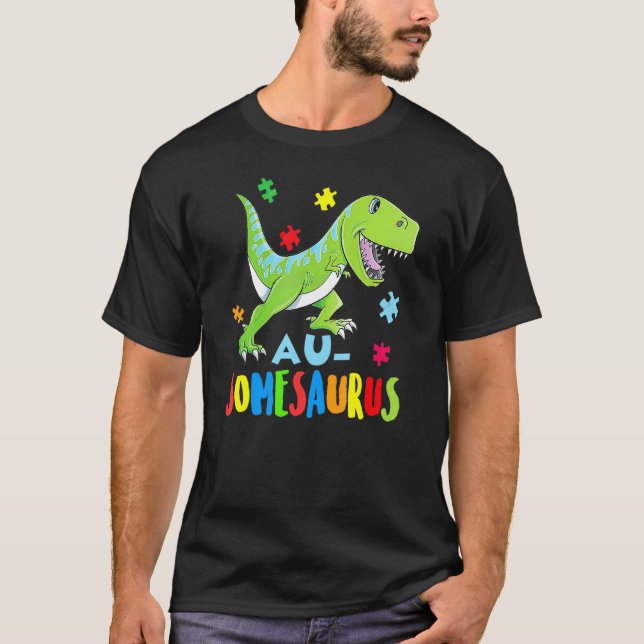 Camiseta Coração de Quebra-Cabeça Rex Rawr Conscientização  (Frente)