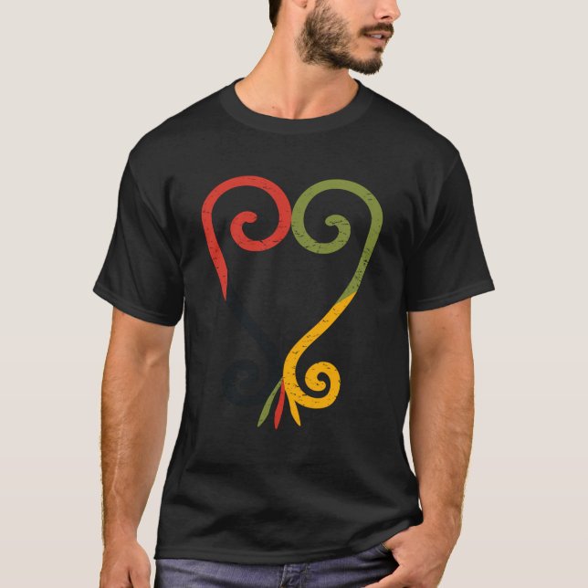 Camiseta Coração De Sankofa Em Cores Pan-Africanas (Frente)