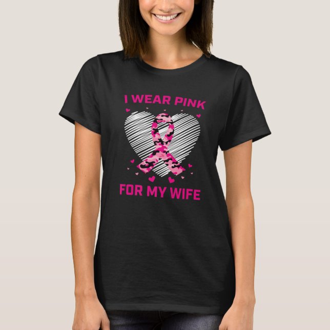 Camiseta Coração de Sensibilização do Cancer de Esposa do C (Frente)