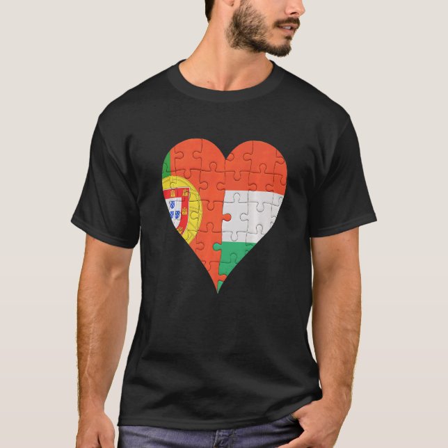 Camiseta Coração de Sinalizador Húngaro Português (Frente)