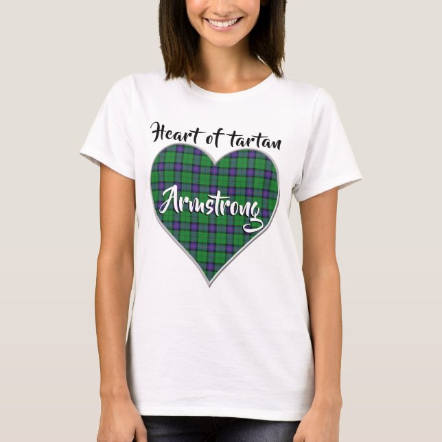 Camiseta Coração de Tartan Clan Armstrong Xadrez (Frente)