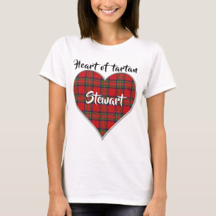 Camiseta Coração de Tartan Clan Stewart Xadrez