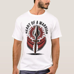 Camiseta Coração de um Guerreiro - Símbolo Tribal Spear Des