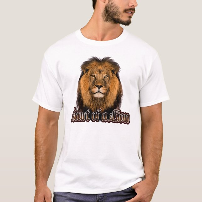 Camiseta Coração de um t-shirt dos homens do leão (Frente)