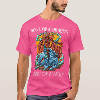 Camiseta Coração De Uma Alma De Lobo De Um Dragão Gótico Dr