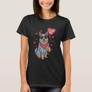 Camiseta Coração de Valentin Gado Australiano Eu Amo Você C