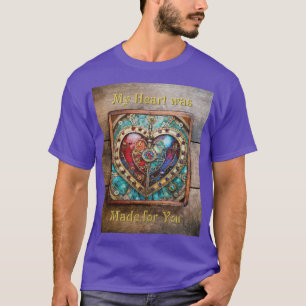 Camiseta Coração de Vidro Manchado Vermelho e Azul Série St