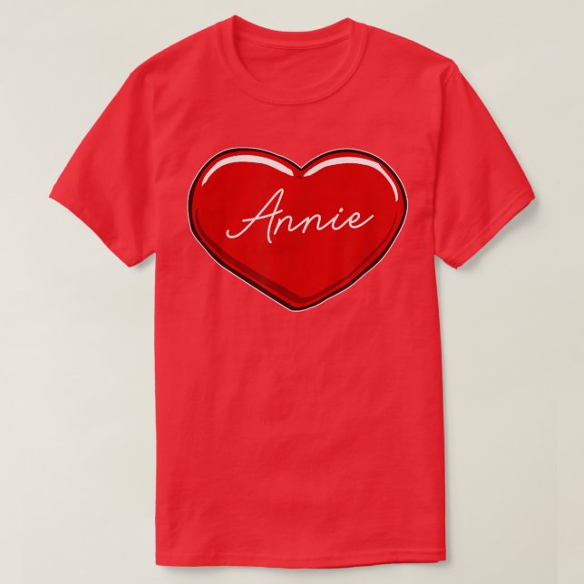 Camiseta Coração Desenhado Mão AnniePrimeiro Nome Corações  (Frente do Design)