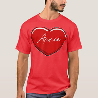 Camiseta Coração Desenhado Mão AnniePrimeiro Nome Corações 